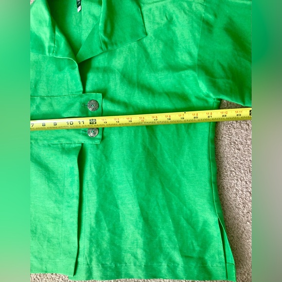 A La Mode By Xiao Linen Silk Lagenlook  Green Small Relaxed Oversized Artful - Picture 11 of 13